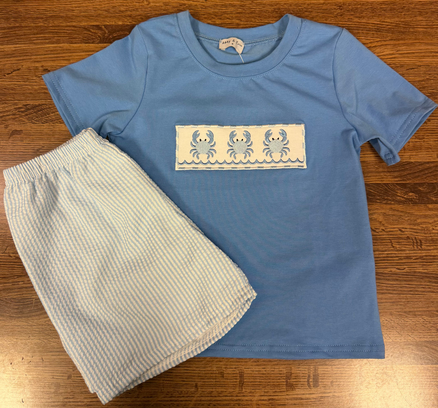 Boys Crab Shirt w Seersucker Shorts