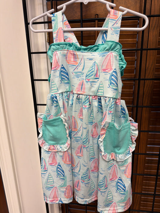 Girls Sailboat Dress w Pockets