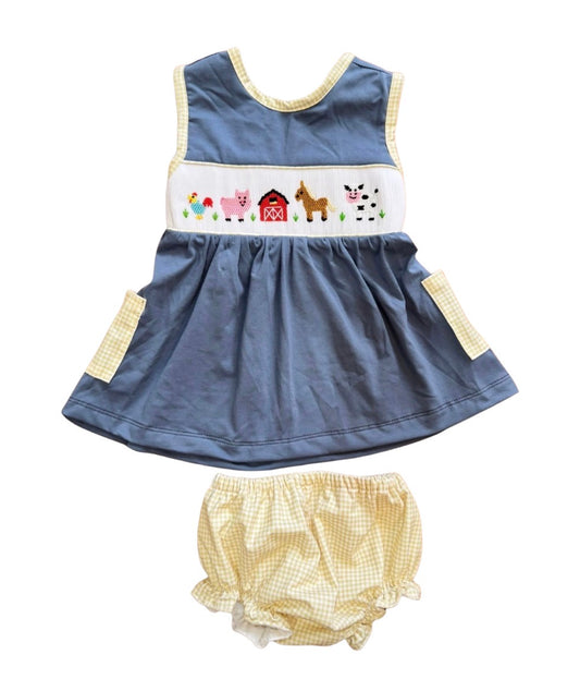 Smocked Farm Bloomer Set