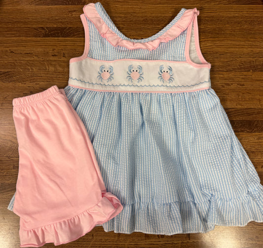 Girls Seersucker Crab Set